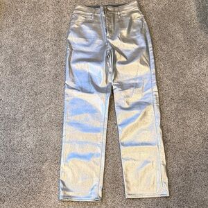 Express Modern Straight Metallic High Rise Pant